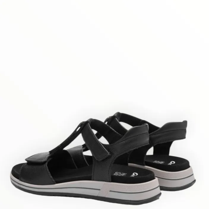 Wedge Sandals Black Leather