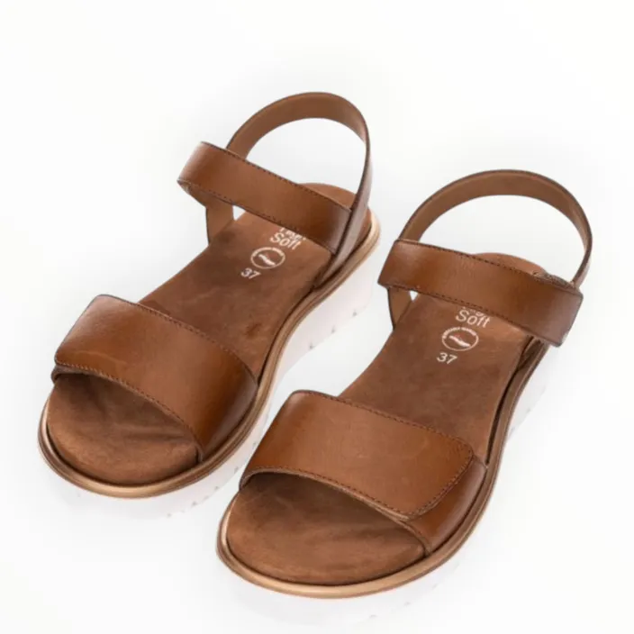 Keilsandalen Cognac Leder