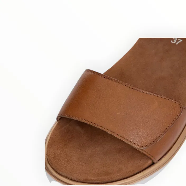Keilsandalen Cognac Leder