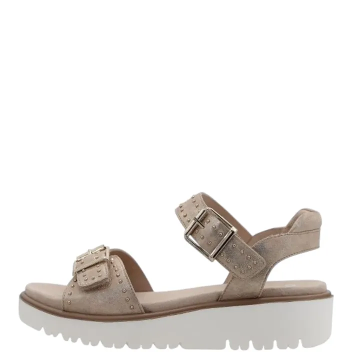 Sandalen met sleehak Beige Leer