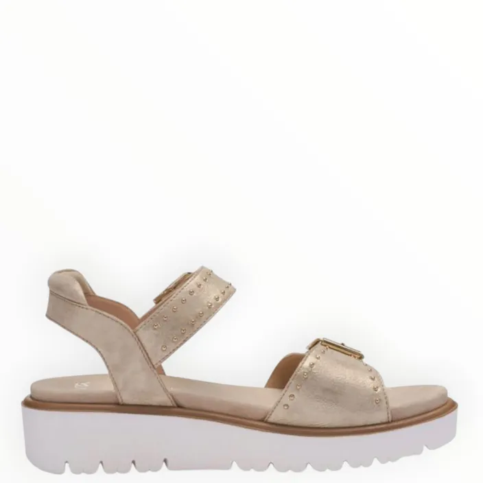 Sandalen met sleehak Beige Leer