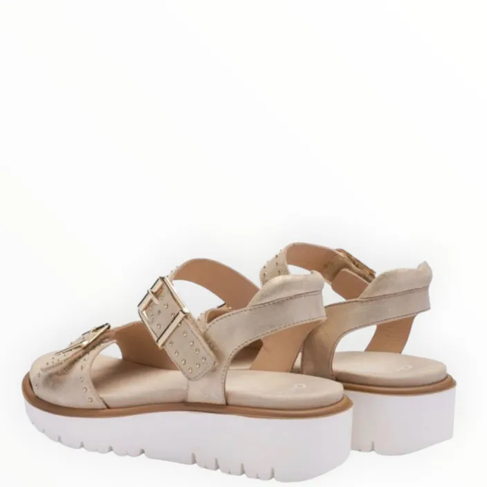 Sandalen met sleehak Beige Leer