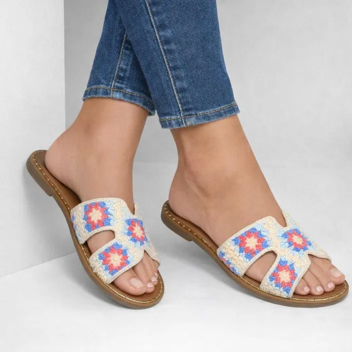Double Heart Mules Blue