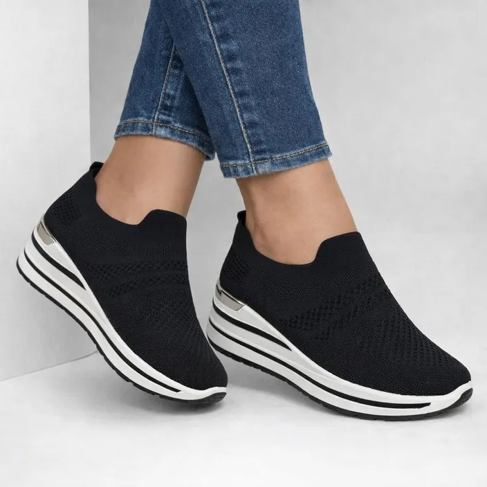 Sleehak Sneakers Zwart Textiel