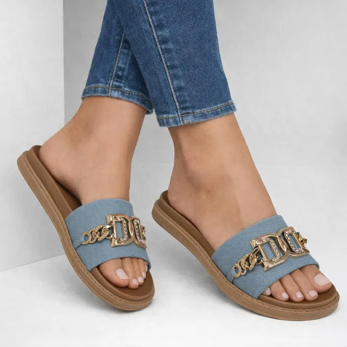 Mules plateforme Bleu