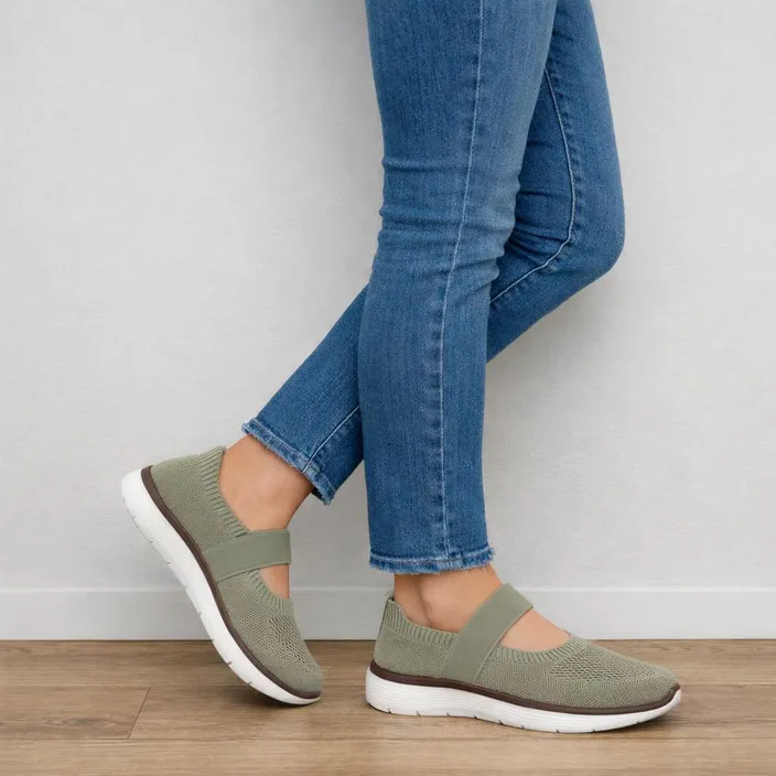Ballerines Vert Textile