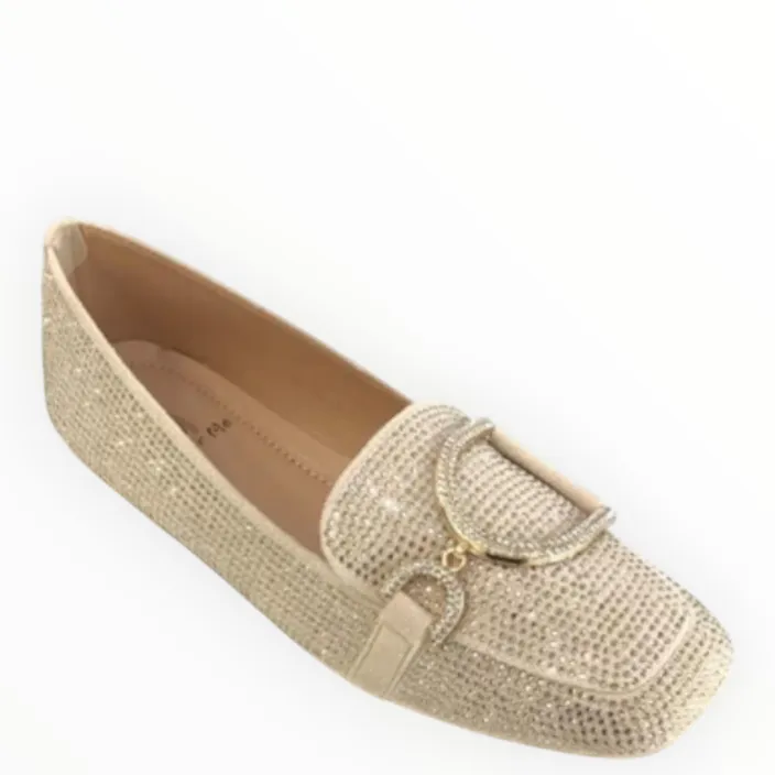 Mocassins Beige à Strass