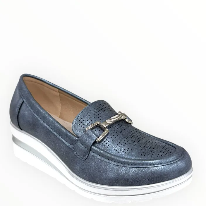 Mocassins compensés Bleu