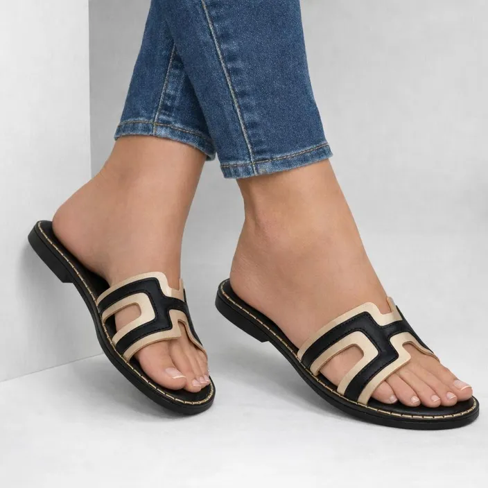 Double Heart Mules Noir/Or