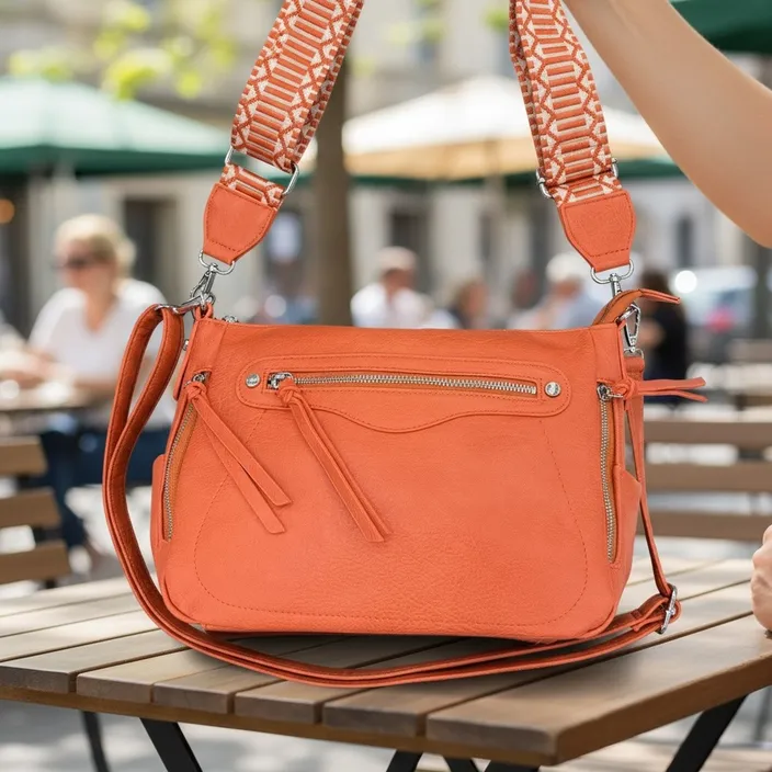 Sac Bandoulière Orange Zip