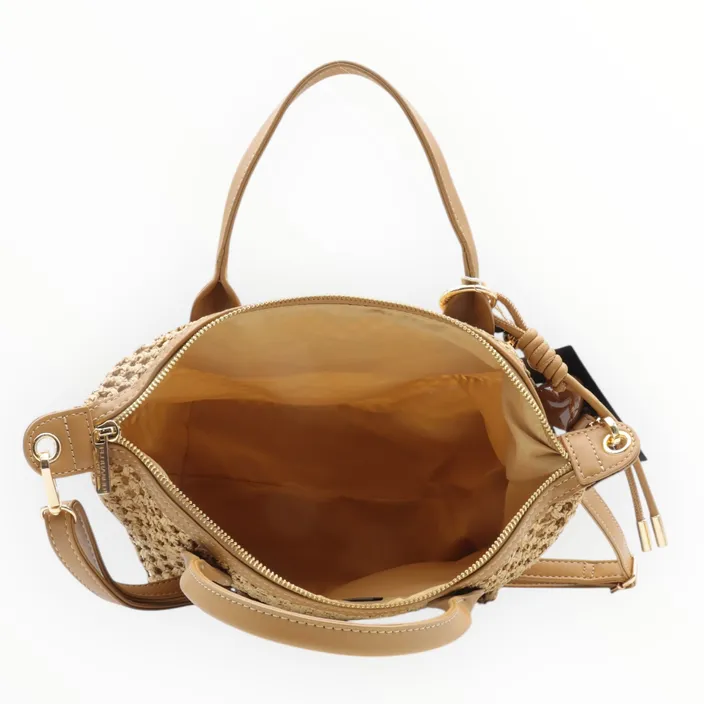 Handtas Beige Stro-effect