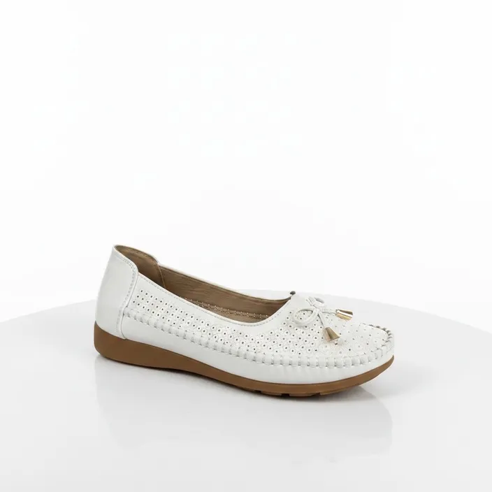 Ballerinas mit Keilabsatz Weiß