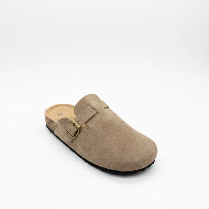 Mules Taupe met Lage Hak