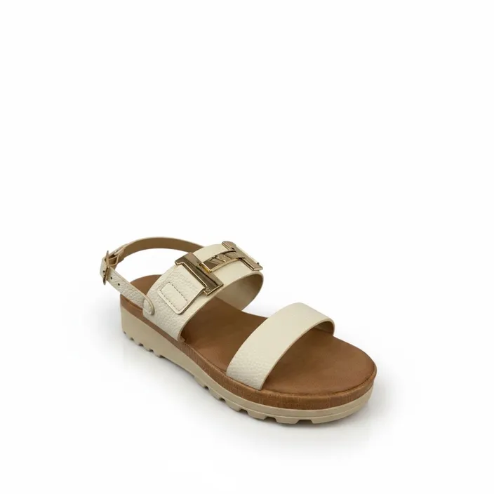 Sandalen met sleehak Beige