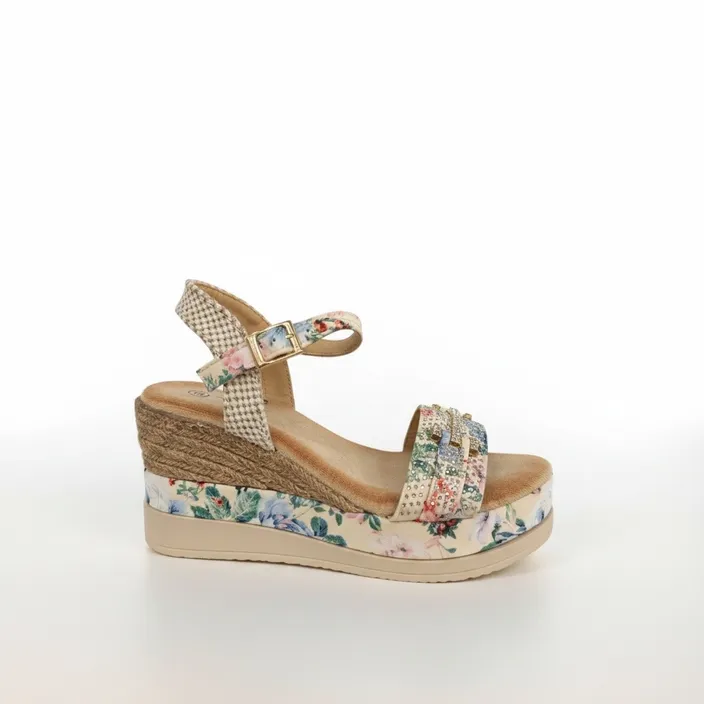 Sandales compensées Beige