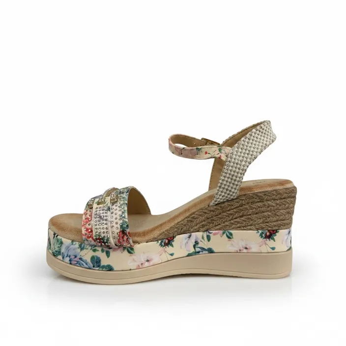 Sandales compensées Beige