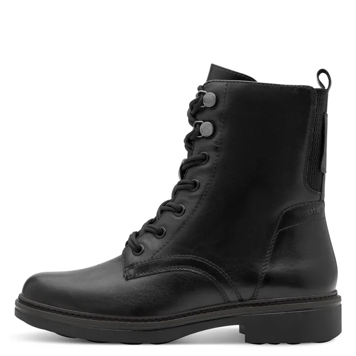 Tamaris Wide Fit Ankle Boots Black Leather-Textile