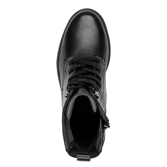Tamaris Wide Fit Ankle Boots Black Leather-Textile