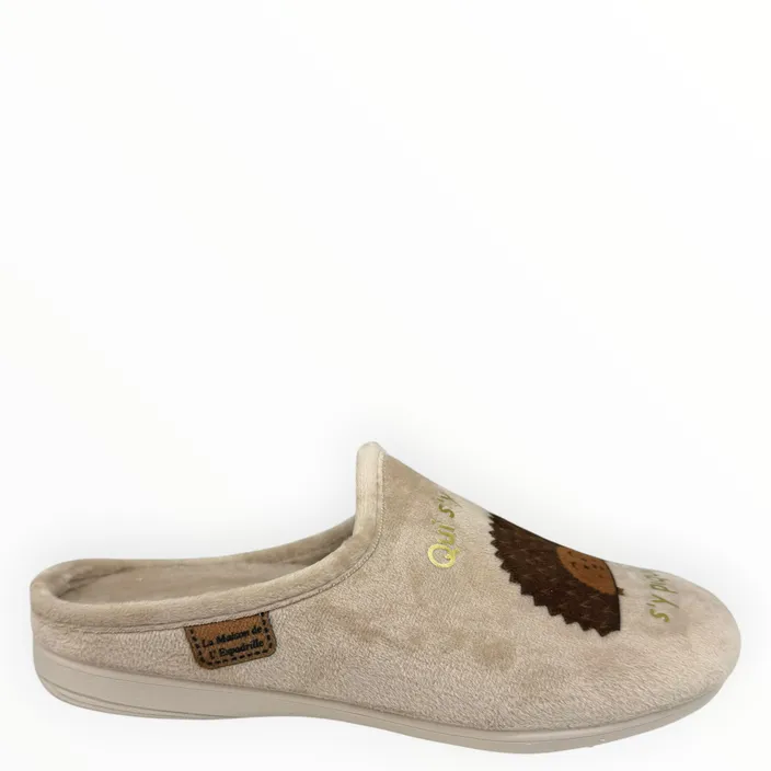 Slipper Mule Hérisson Beige Textile
