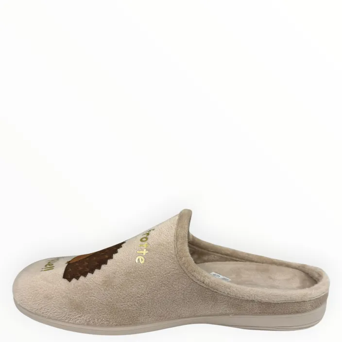 Slipper Mule Hérisson Beige Textile