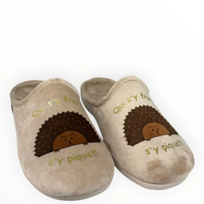 Slipper Mule Hérisson Beige Textile