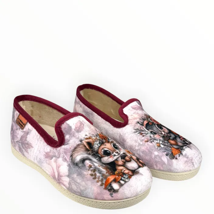Slippers Ecureuil Red Textile