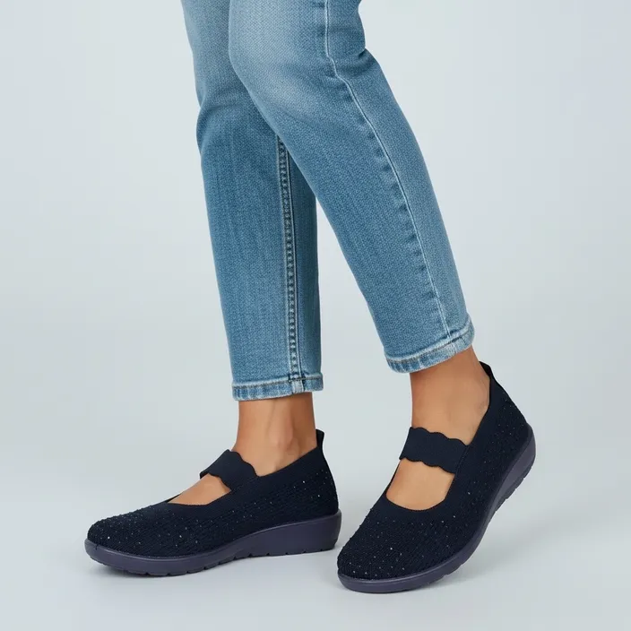 Ballet Flats Blue Textile